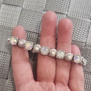 Elegant Silver Bracelet with Iridescent Accents
